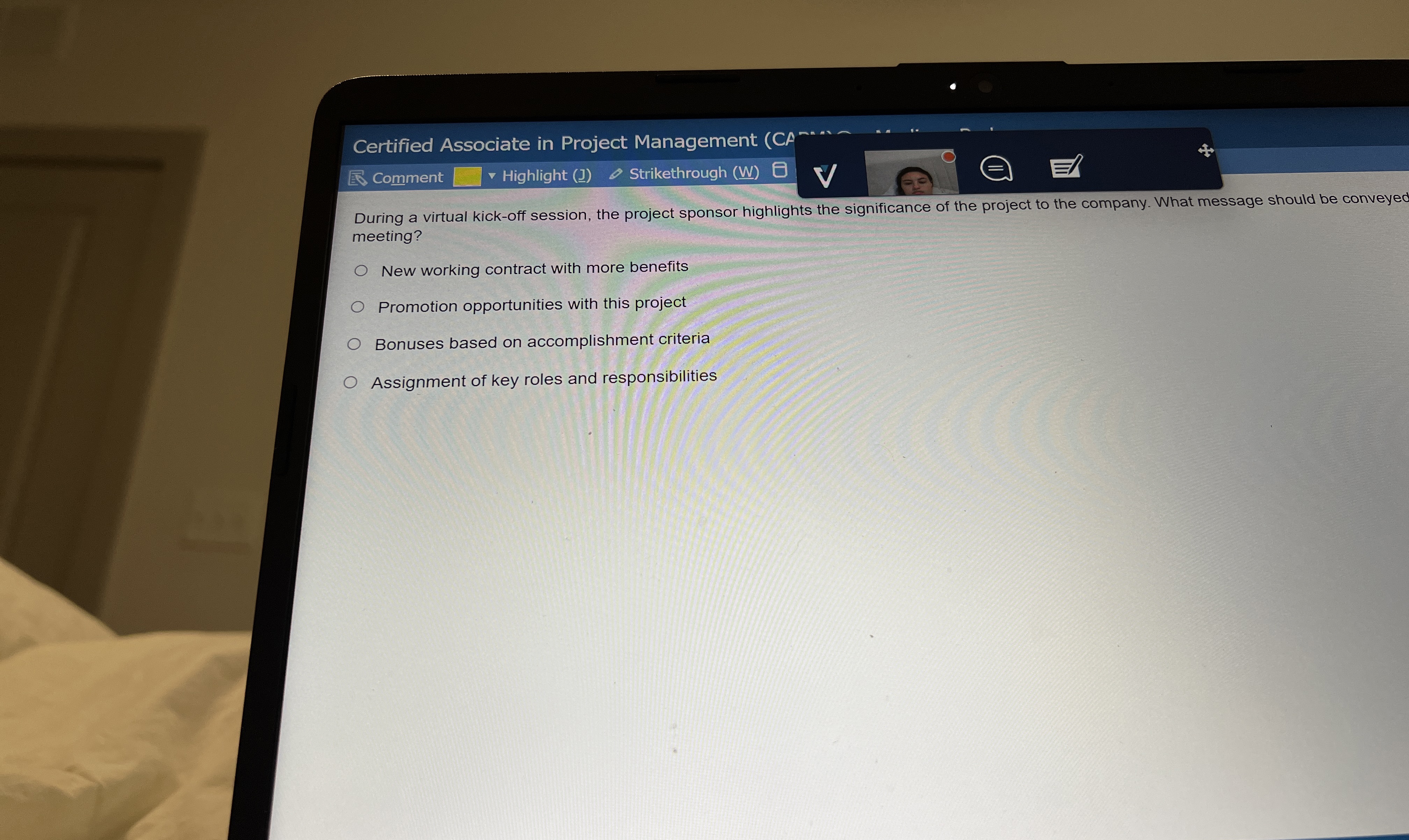  Certified Associate in Project Management Comment Highlight (J) Strikethrough (W) During