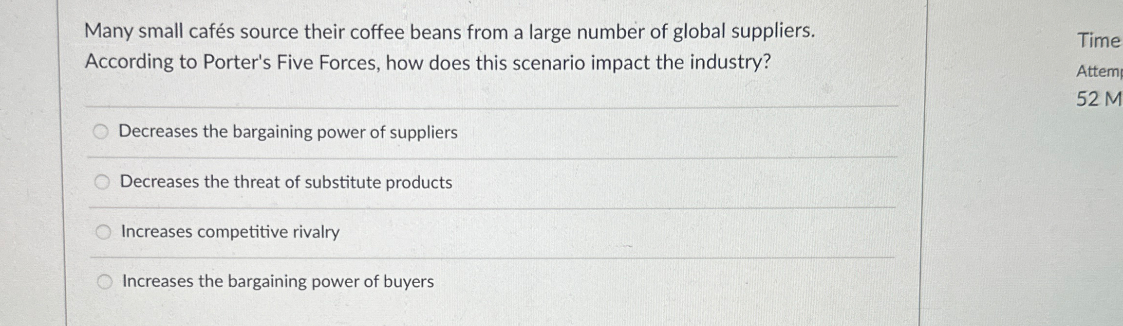  Many small cafs source their coffee beans from a large number
