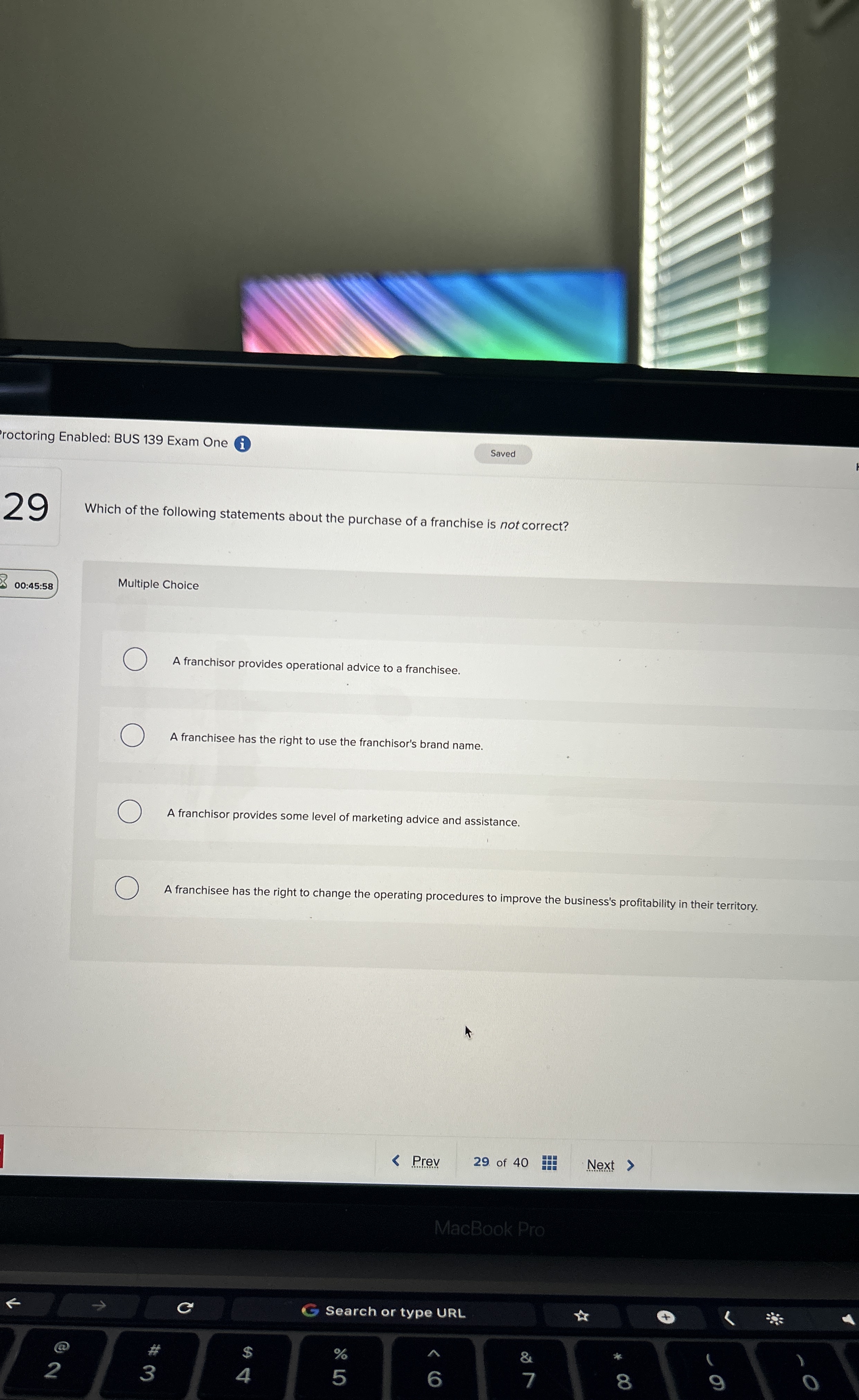  roctoring Enabled: BUS 139 Exam One (i) 29 Which of the
