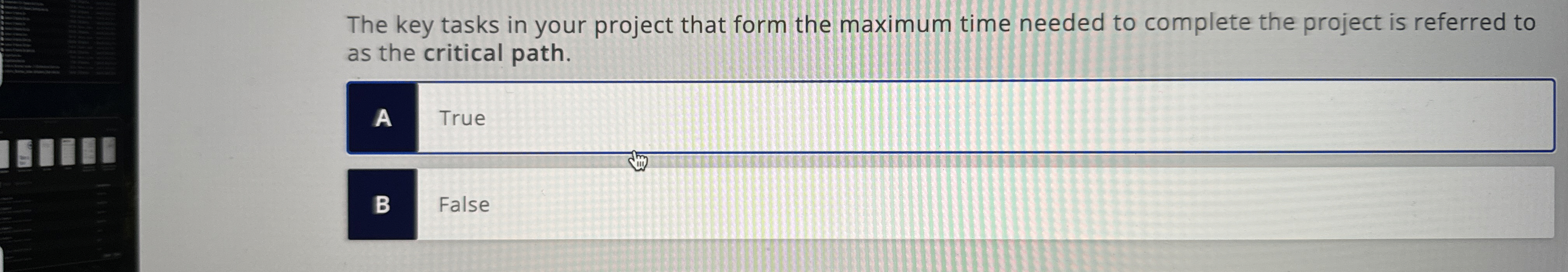 The key tasks in your project that form the maximum time