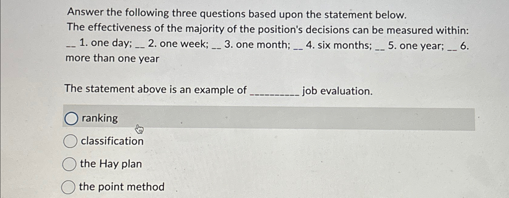  Answer the following three questions based upon the statement below. The