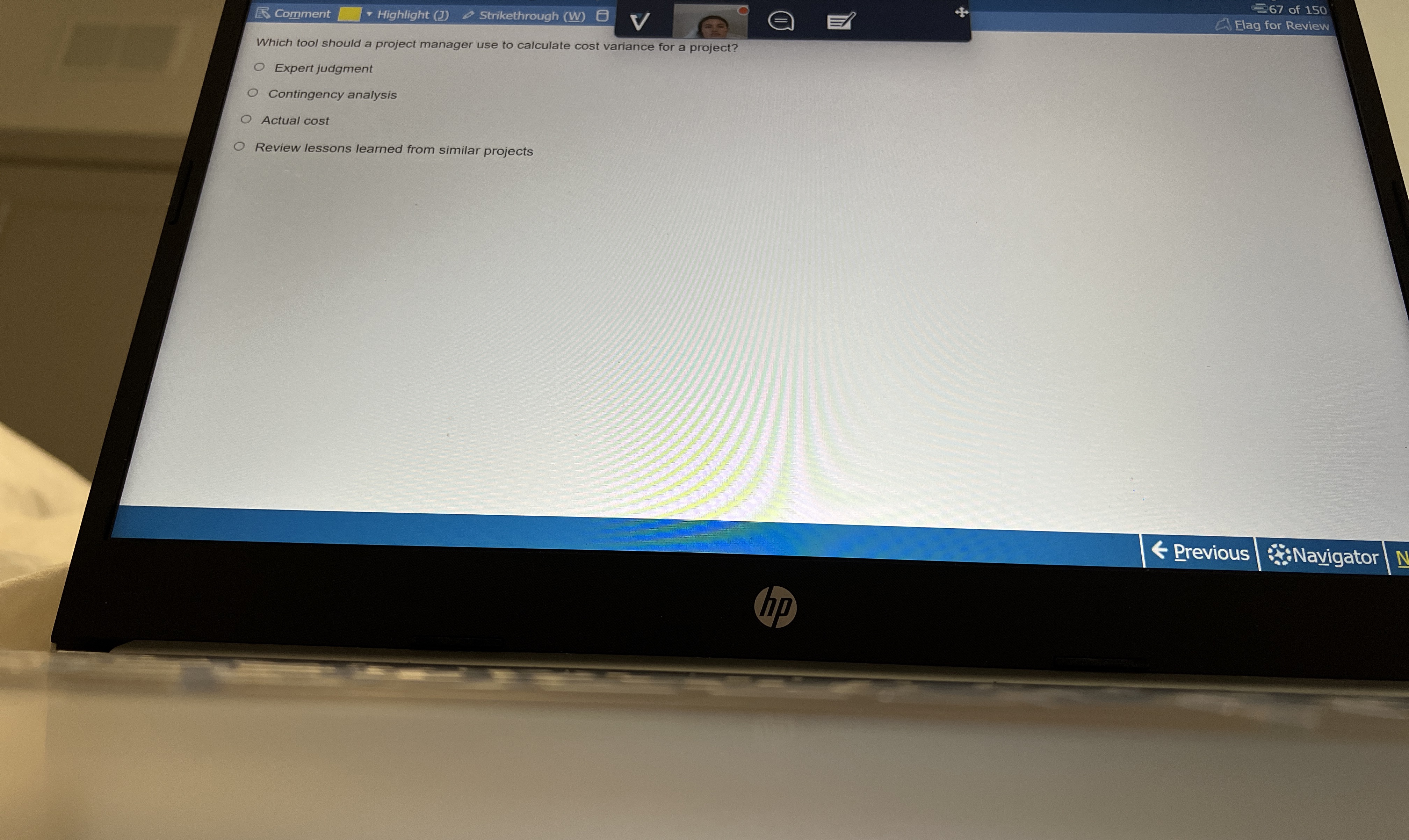  Comment r Highlight (J) Strikethrough (W) V 7 of 150 Which