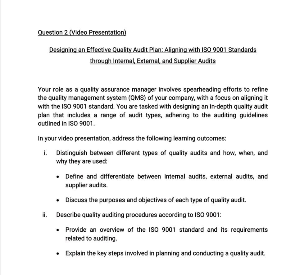  Designing an Effective Quality Audit Plan: Aligning with ISO 9001 Standards