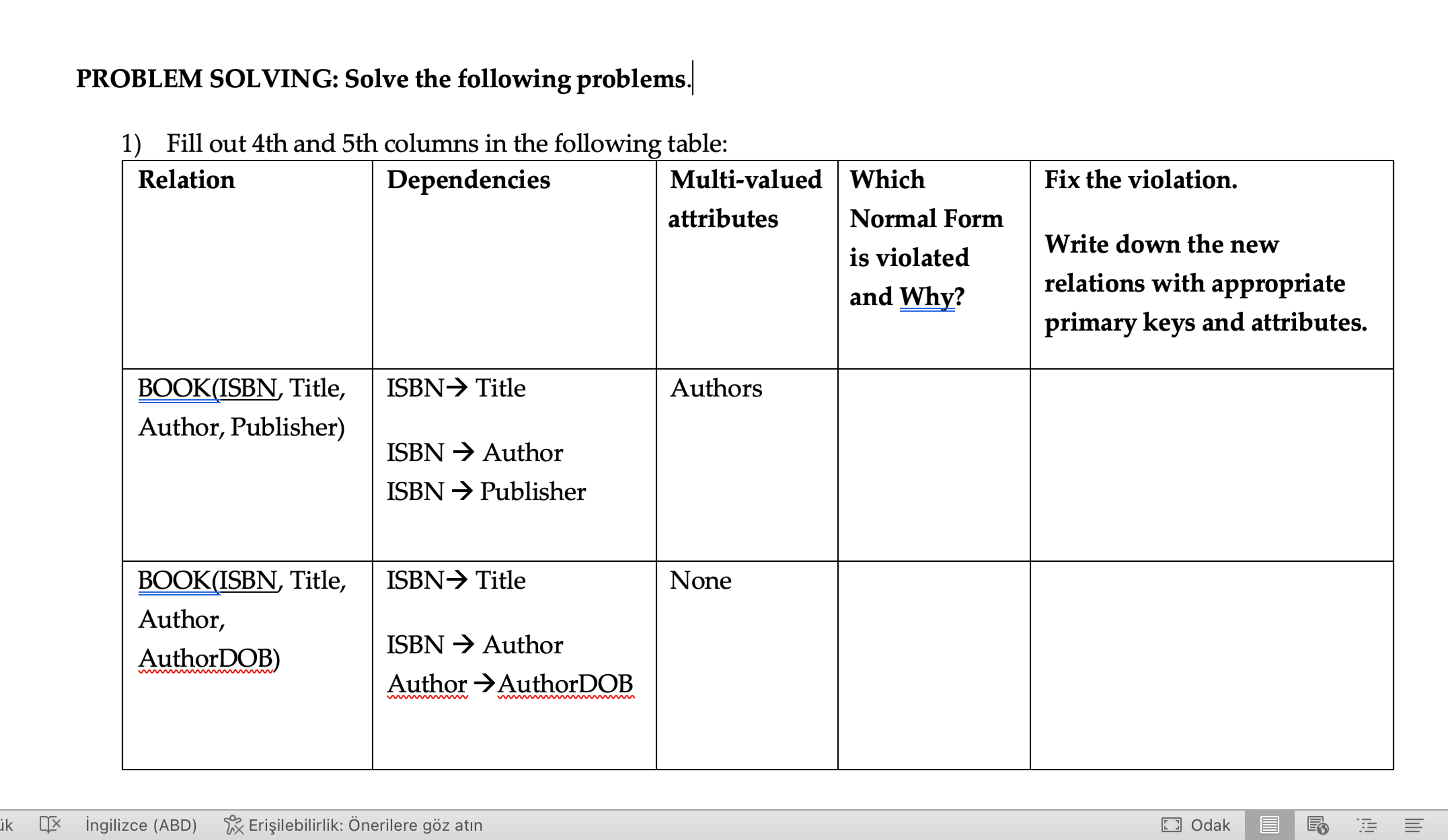  PROBLEM SOLVING: Solve the following problems.| Fill out 4th and 5th