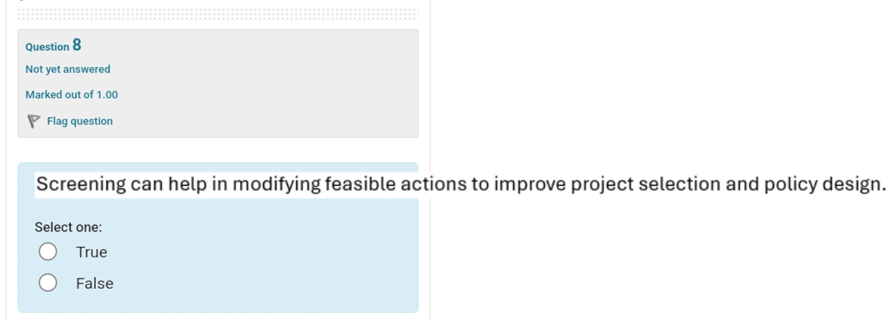  Screening can help in modifying feasible actions to improve project selection