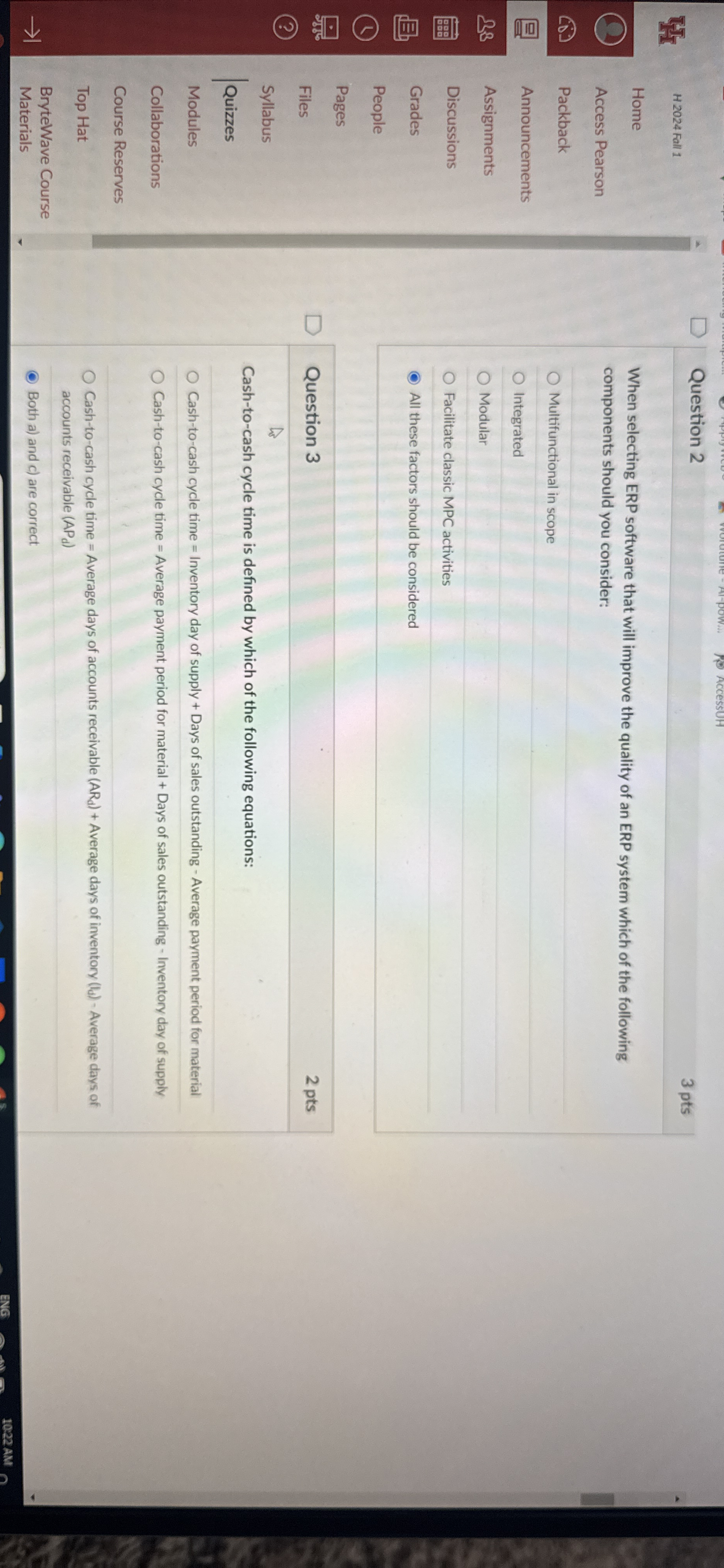  Question 2 When selecting ERP software that will improve the quality