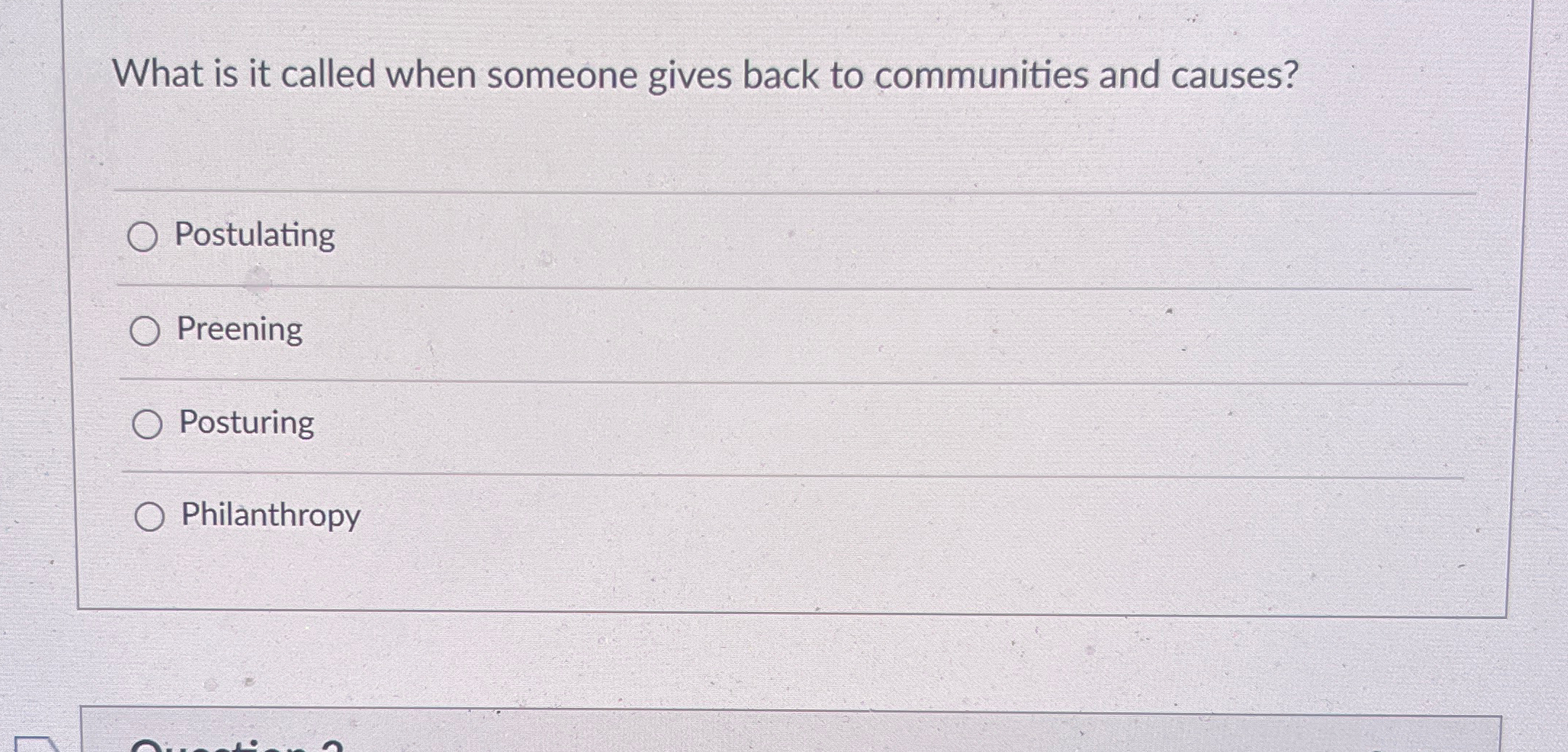  What is it called when someone gives back to communities and