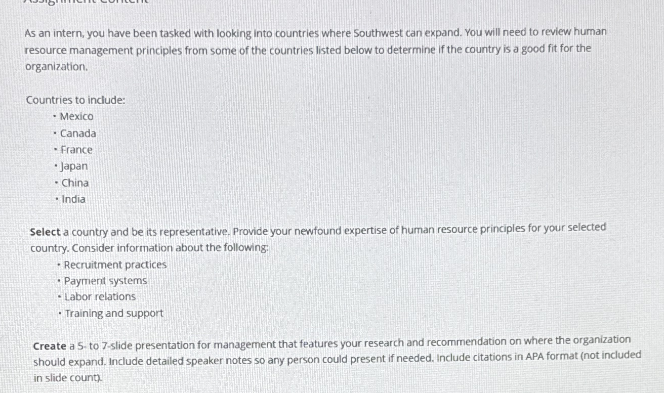  As an intern, you have been tasked with looking into countries