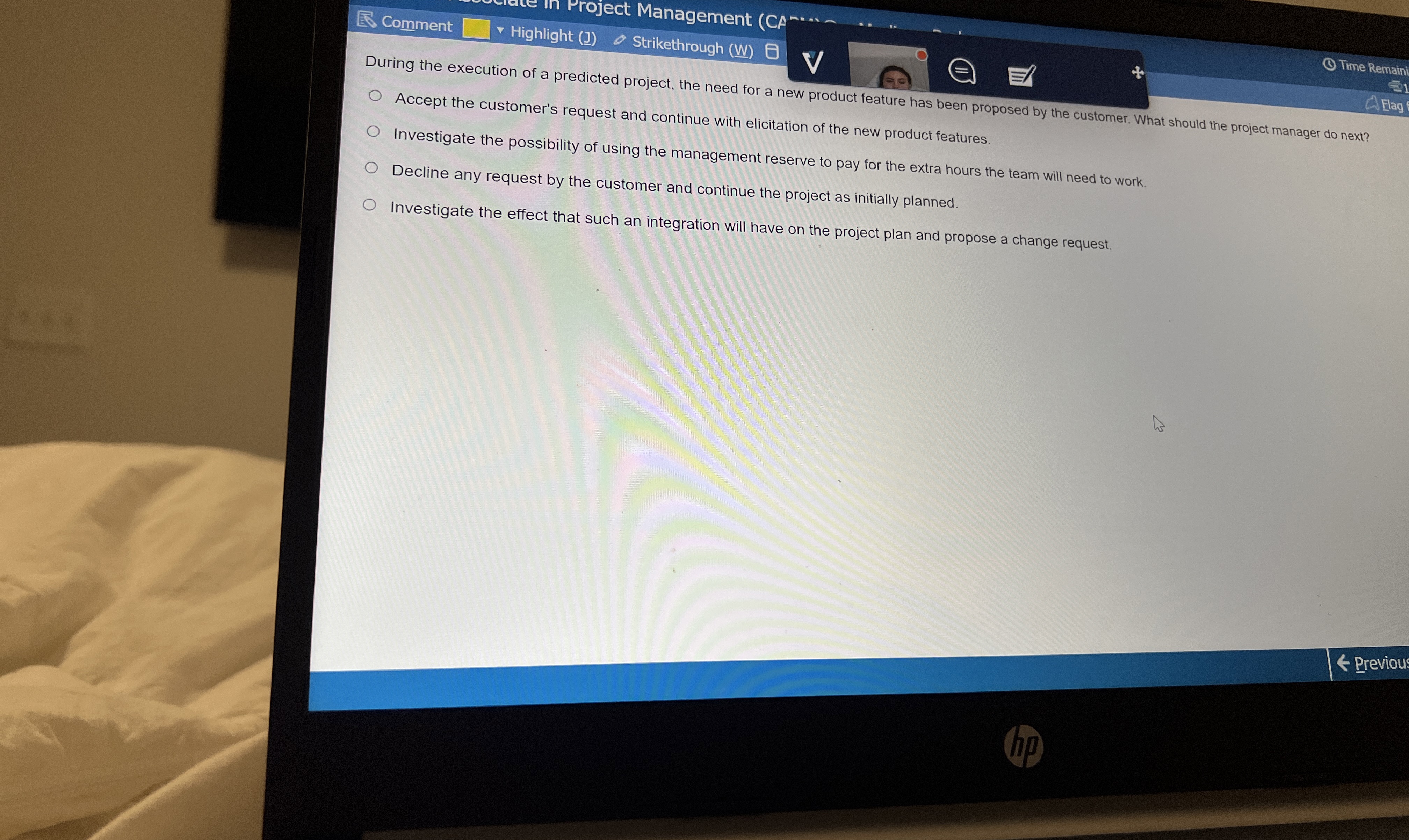  Comment Highlight (J) Strikethrough (W) V Time Remaini During the execution