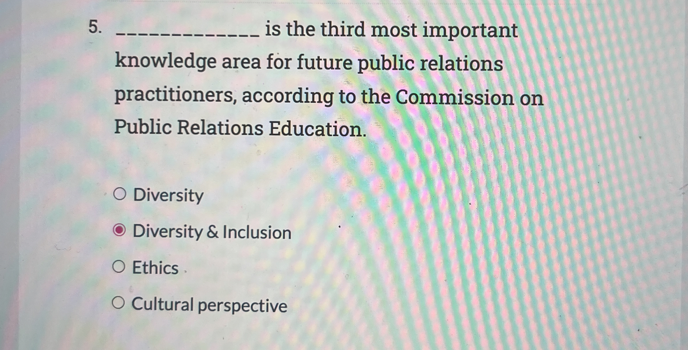  is the third most important knowledge area for future public relations