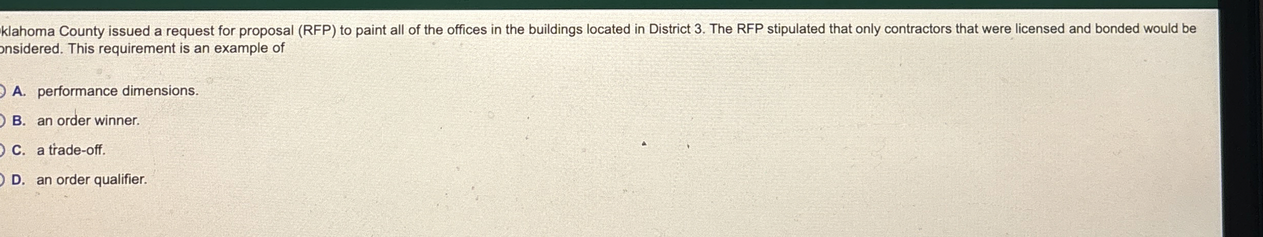  klahoma County issued a request for proposal (RFP) to paint all