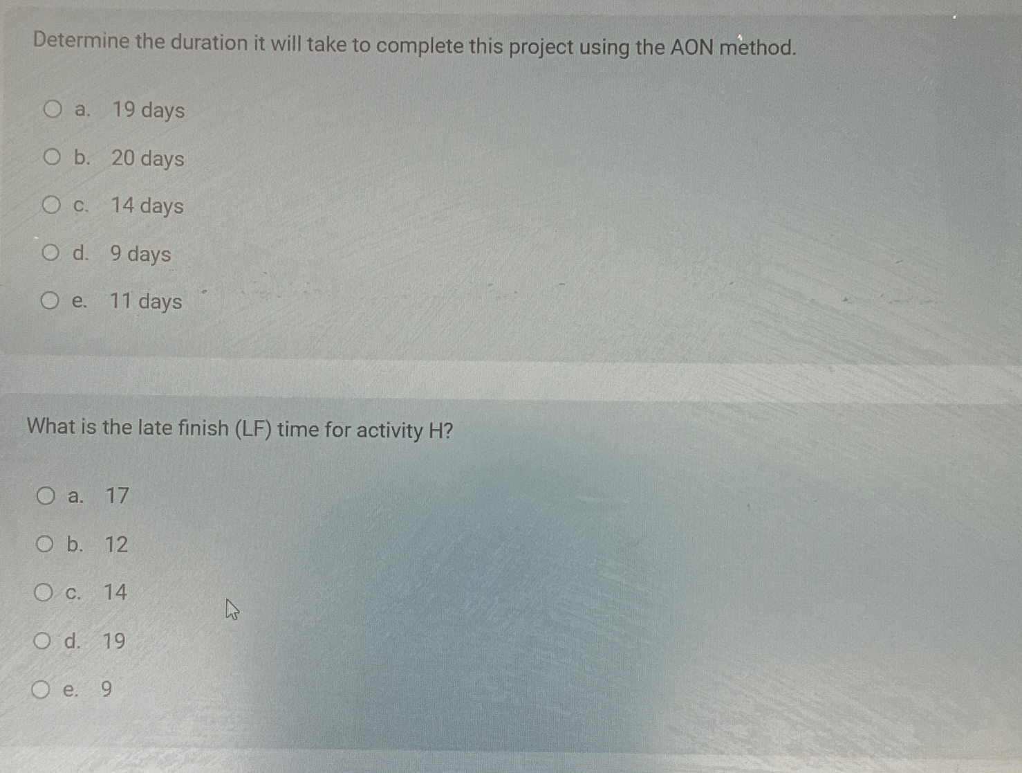  Determine the duration it will take to complete this project using