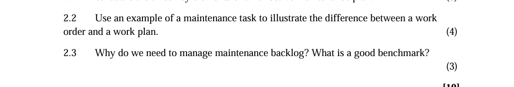  2.2 Use an example of a maintenance task to illustrate the