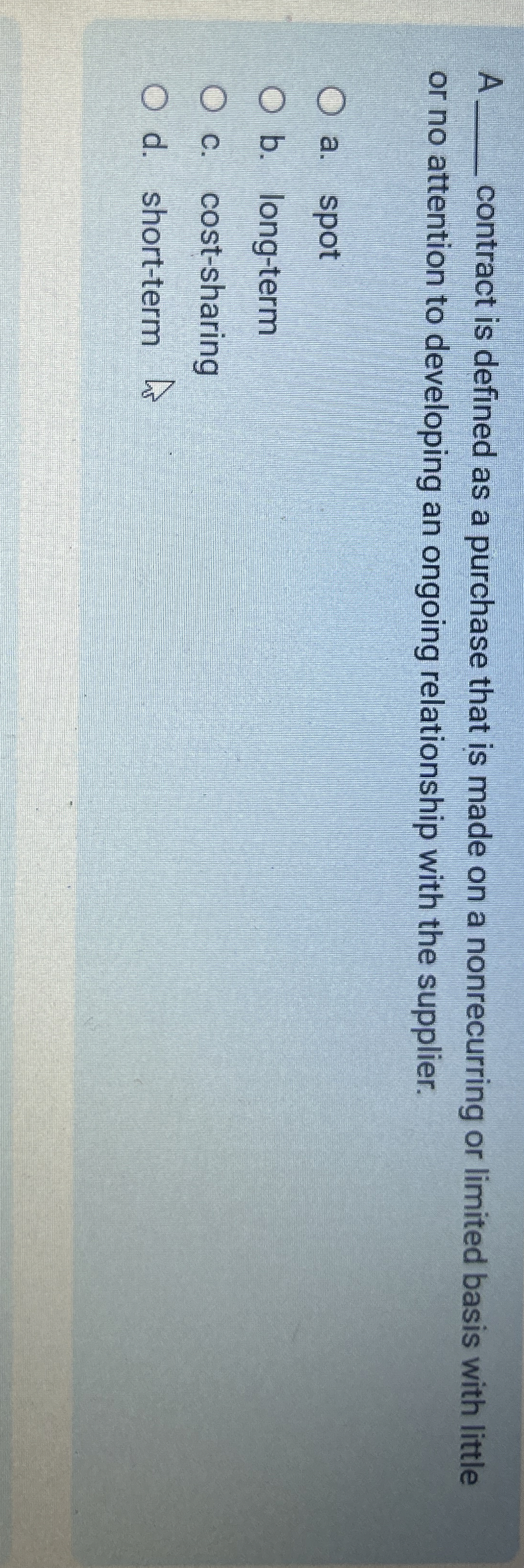  A contract is defined as a purchase that is made on