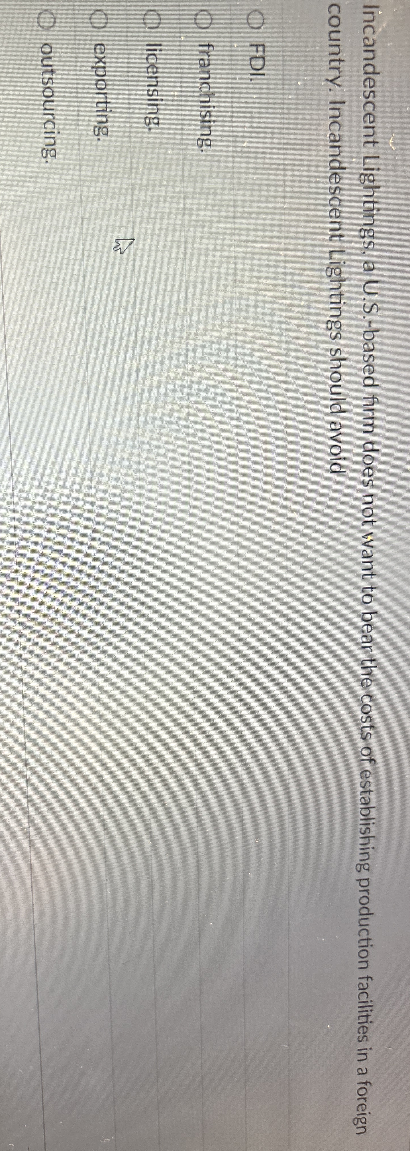  Incandescent Lightings, a U.S.-based firm does not want to bear the