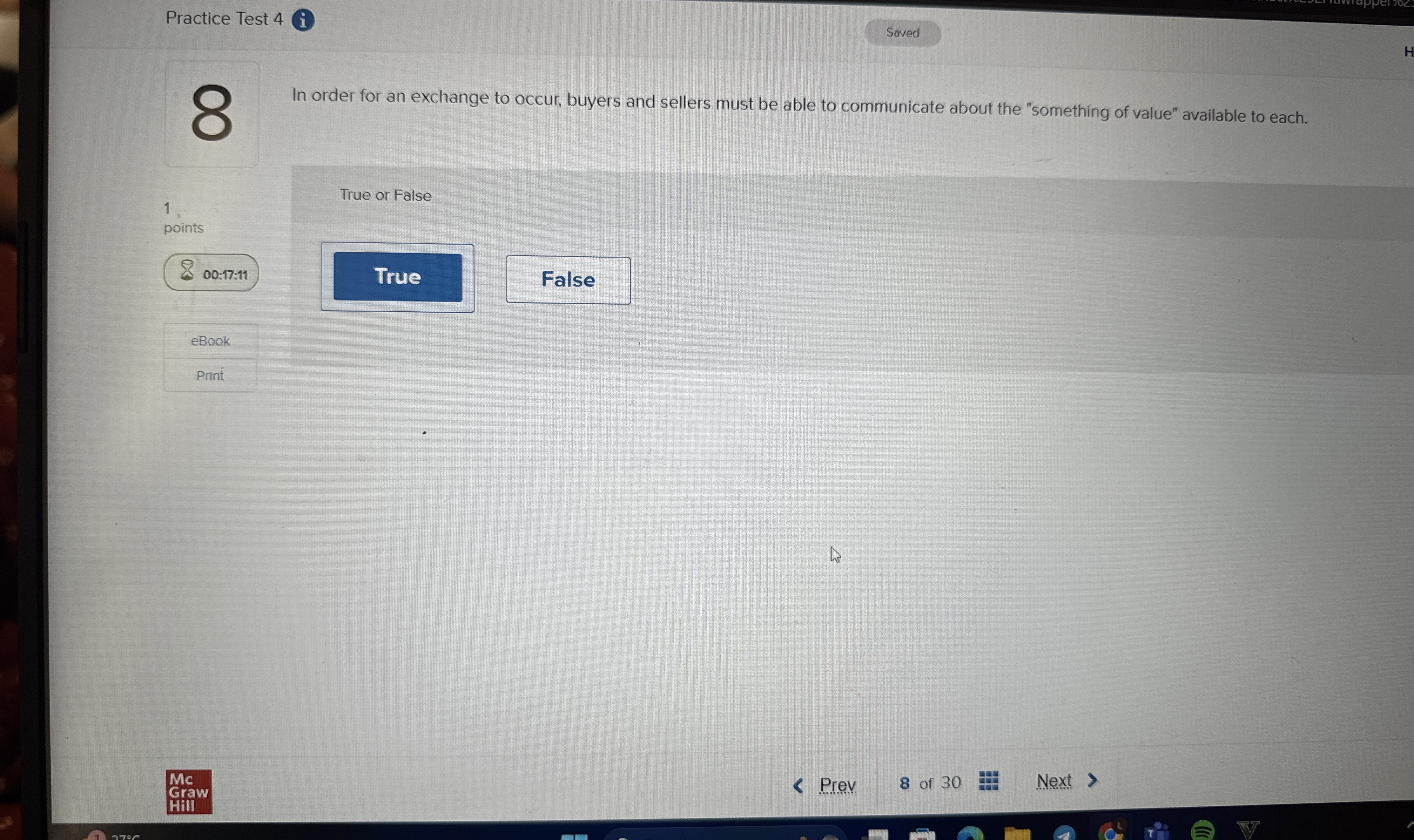  Practice Test 4 (i) In order for an exchange to occur,