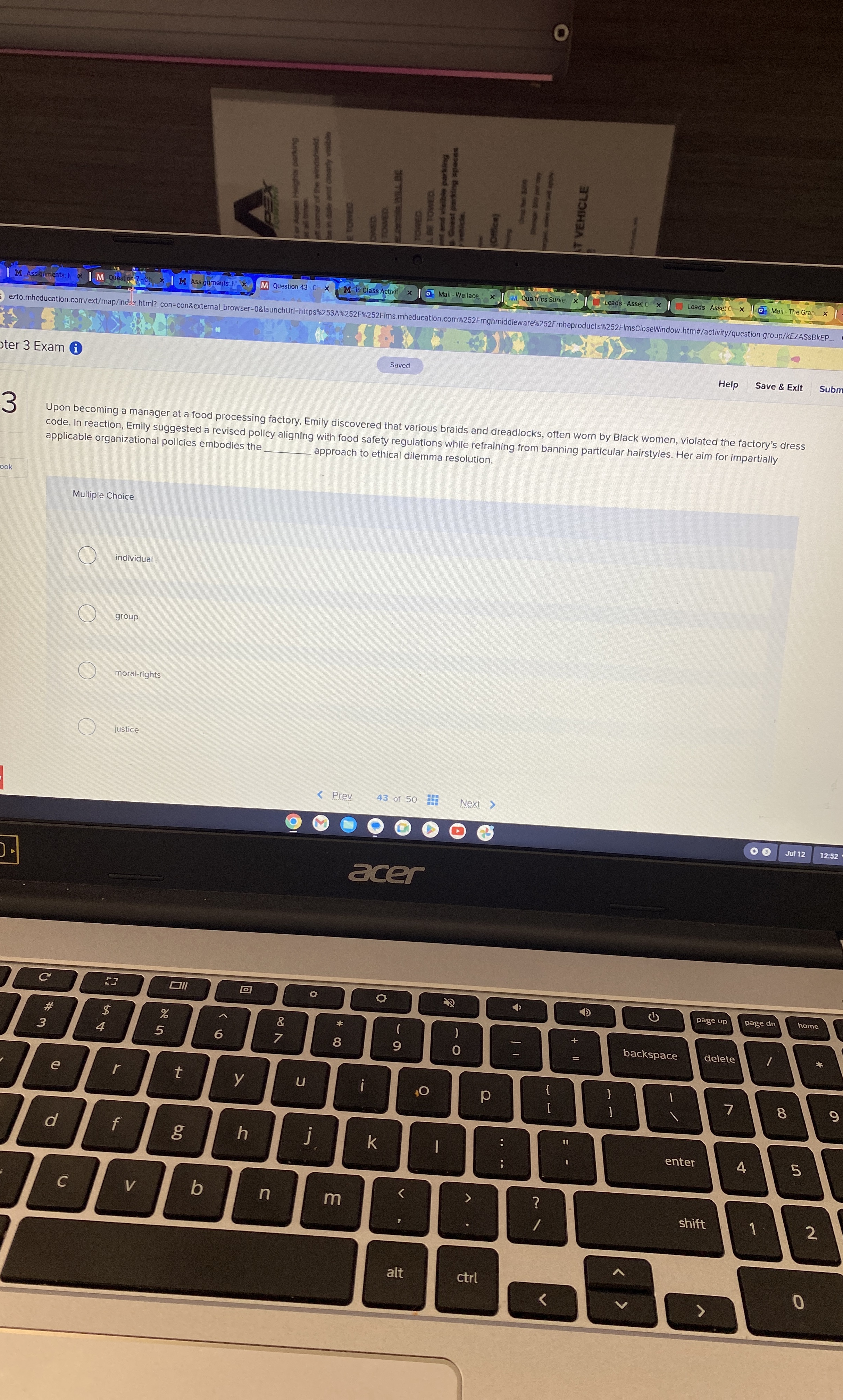  3 Upon becoming a manager rat a food processing factory, Emily