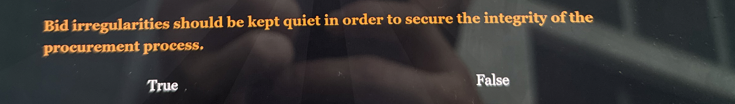  Bid irregularities should be kept quiet in order to secure the