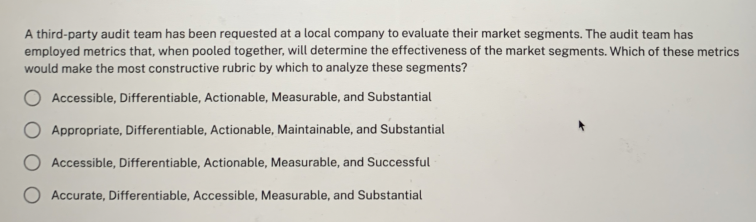  A third-party audit team has been requested at a local company