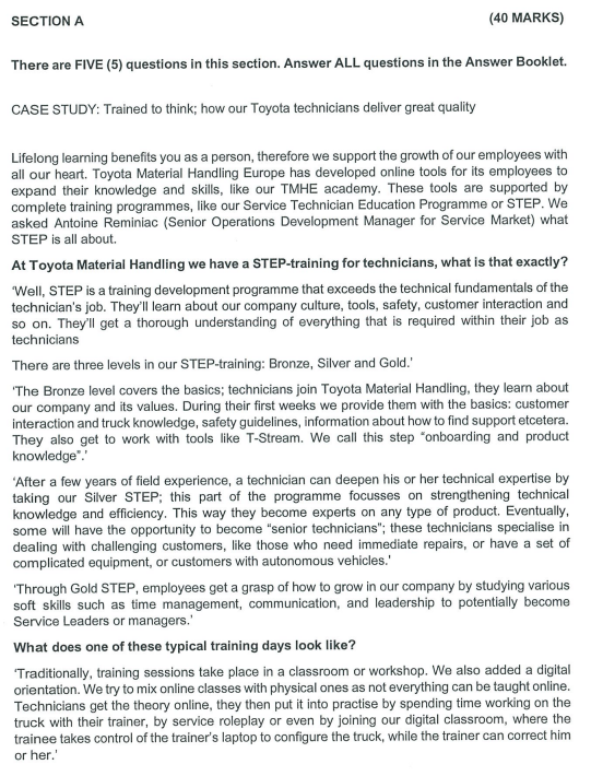  SECTION A (40 MARKS) There are FIVE (5) questions in this