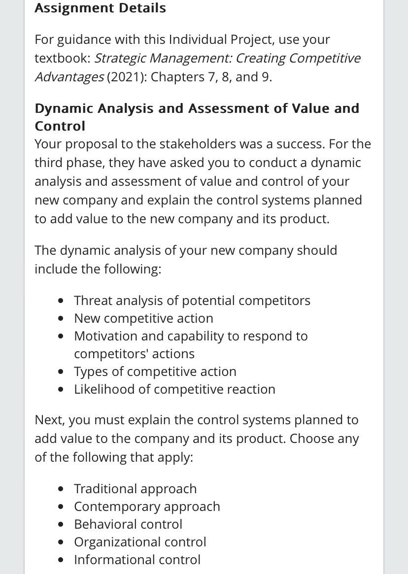  Assignment Details For guidance with this Individual Project, use your textbook: