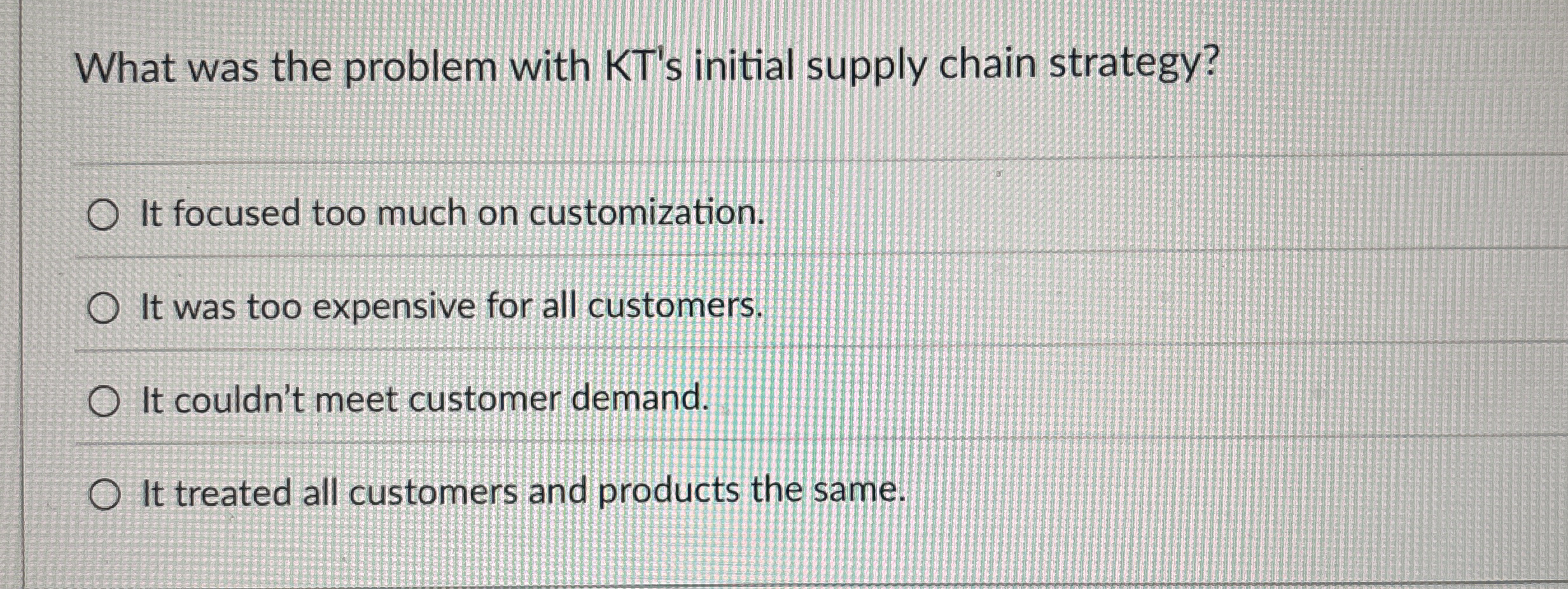  What was the problem with KT's initial supply chain strategy? It