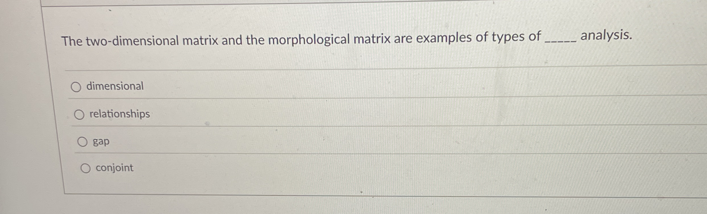  The two-dimensional matrix and the morphological matrix are examples of types