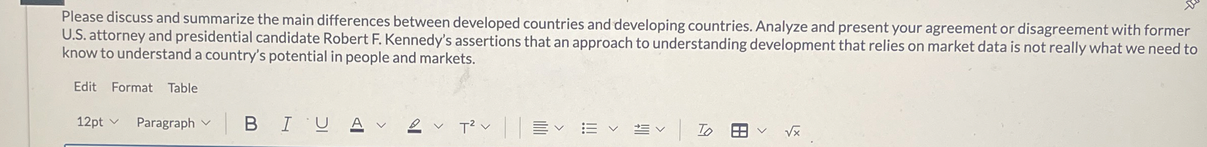  Please discuss and summarize the main differences between developed countries and