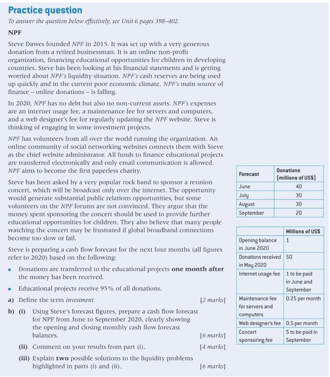  Practice question To answer the question below effectively, see Unit 6