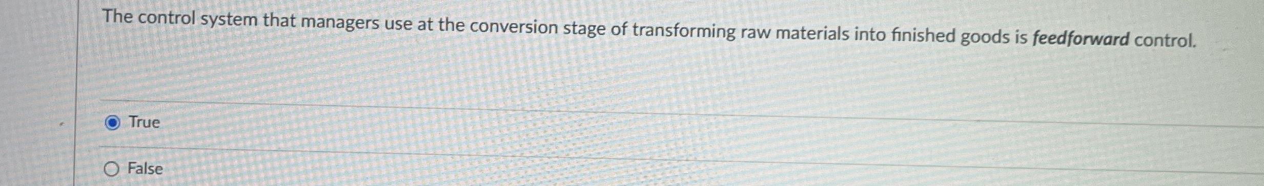  The control system that managers use at the conversion stage of
