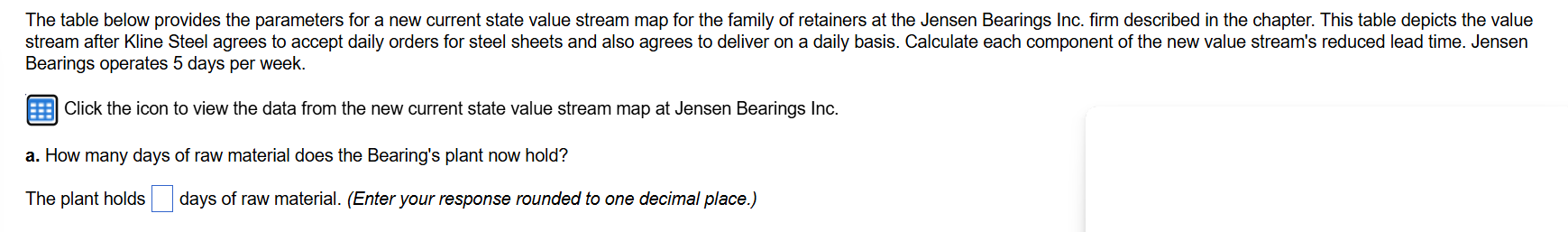  The table below provides the parameters for a new current state