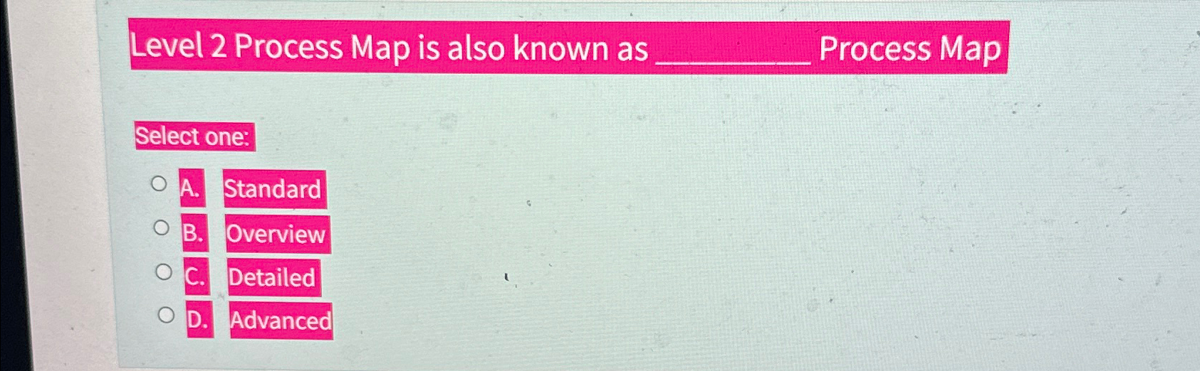  Level 2 Process Map is also known as q, Process Map
