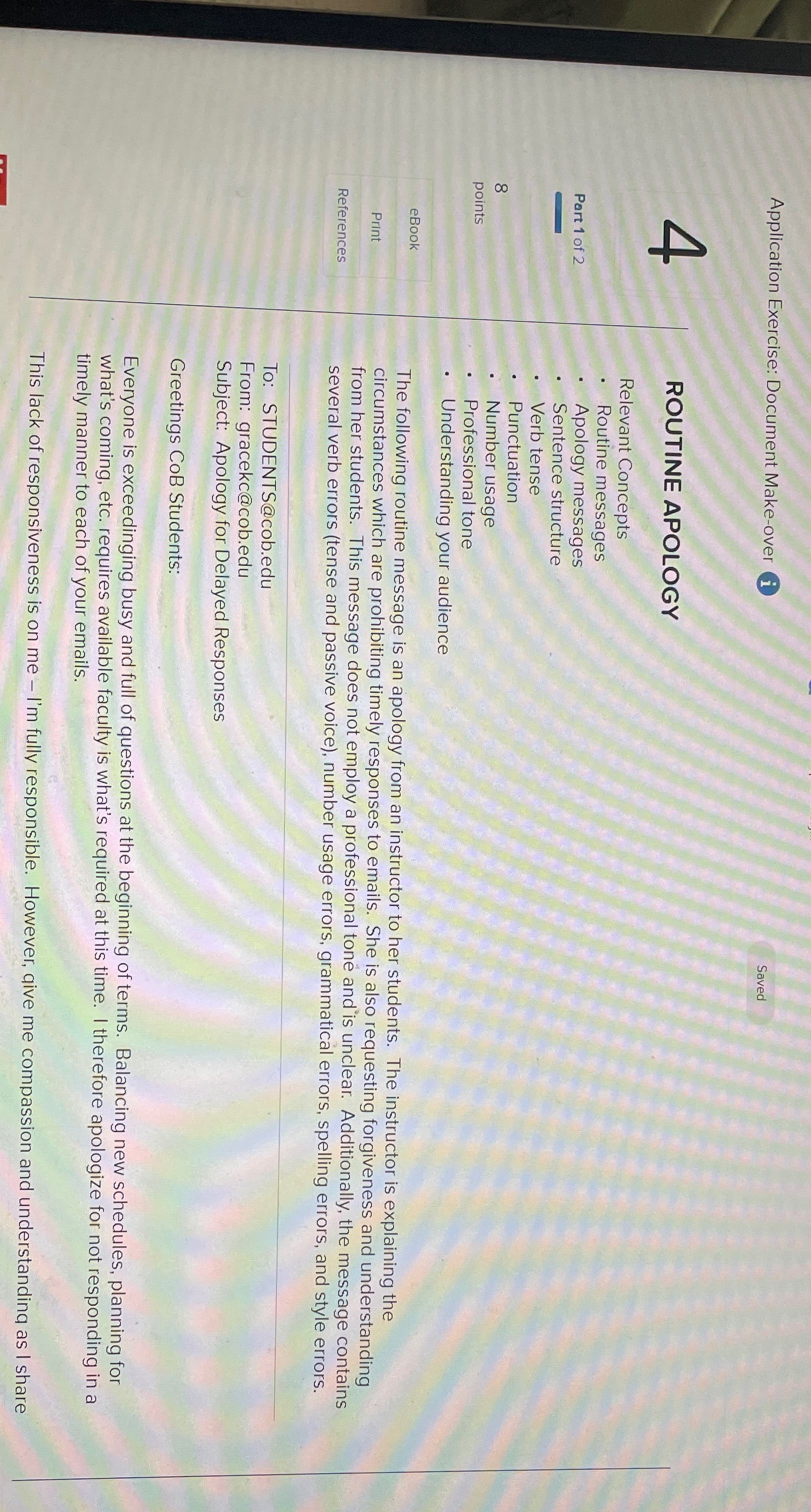  Application Exercise: Document Make-over (i) Saved 4 Part 1 of 2