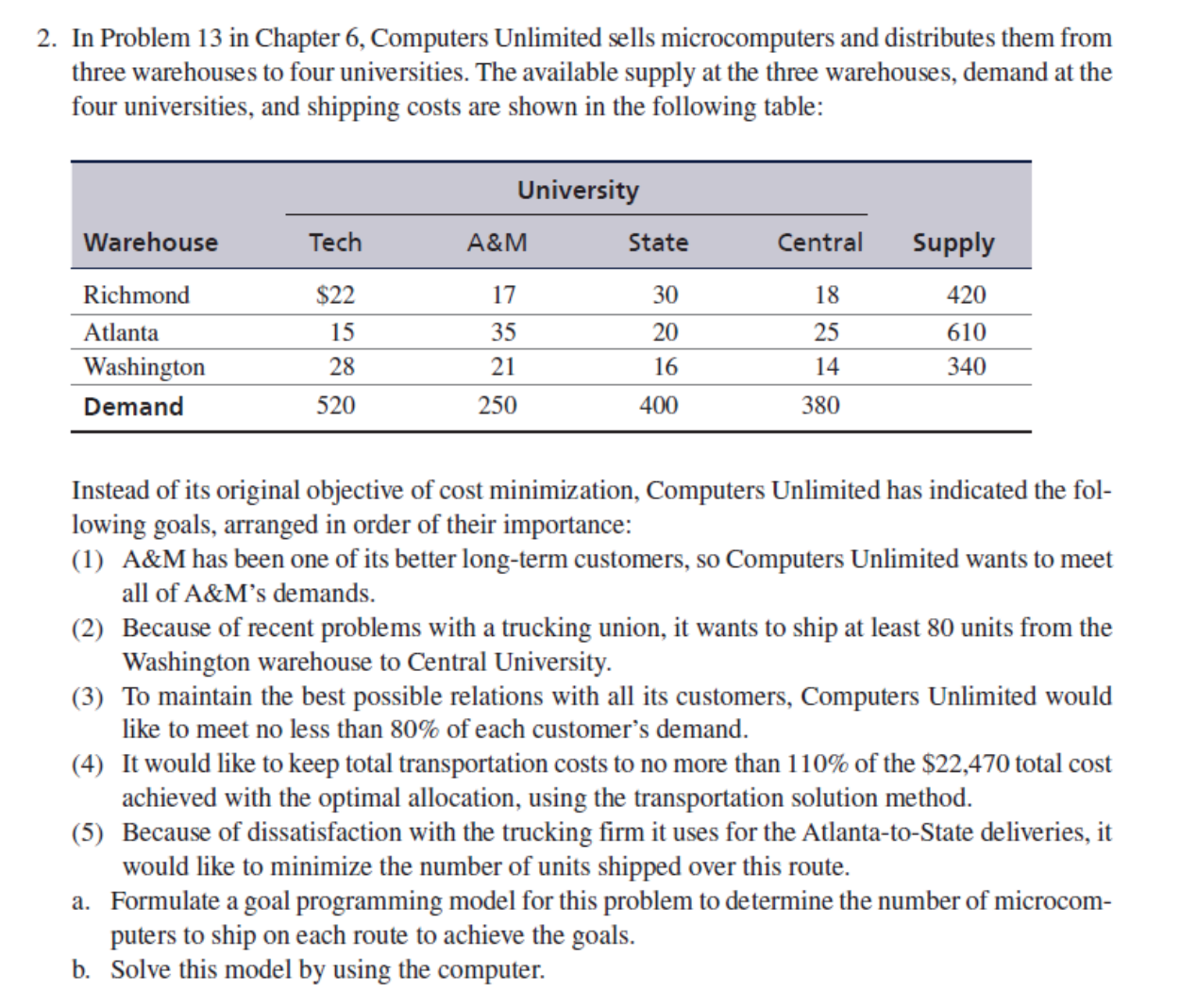  2. In Problem 13 in Chapter 6, Computers Unlimited sells microcomputers