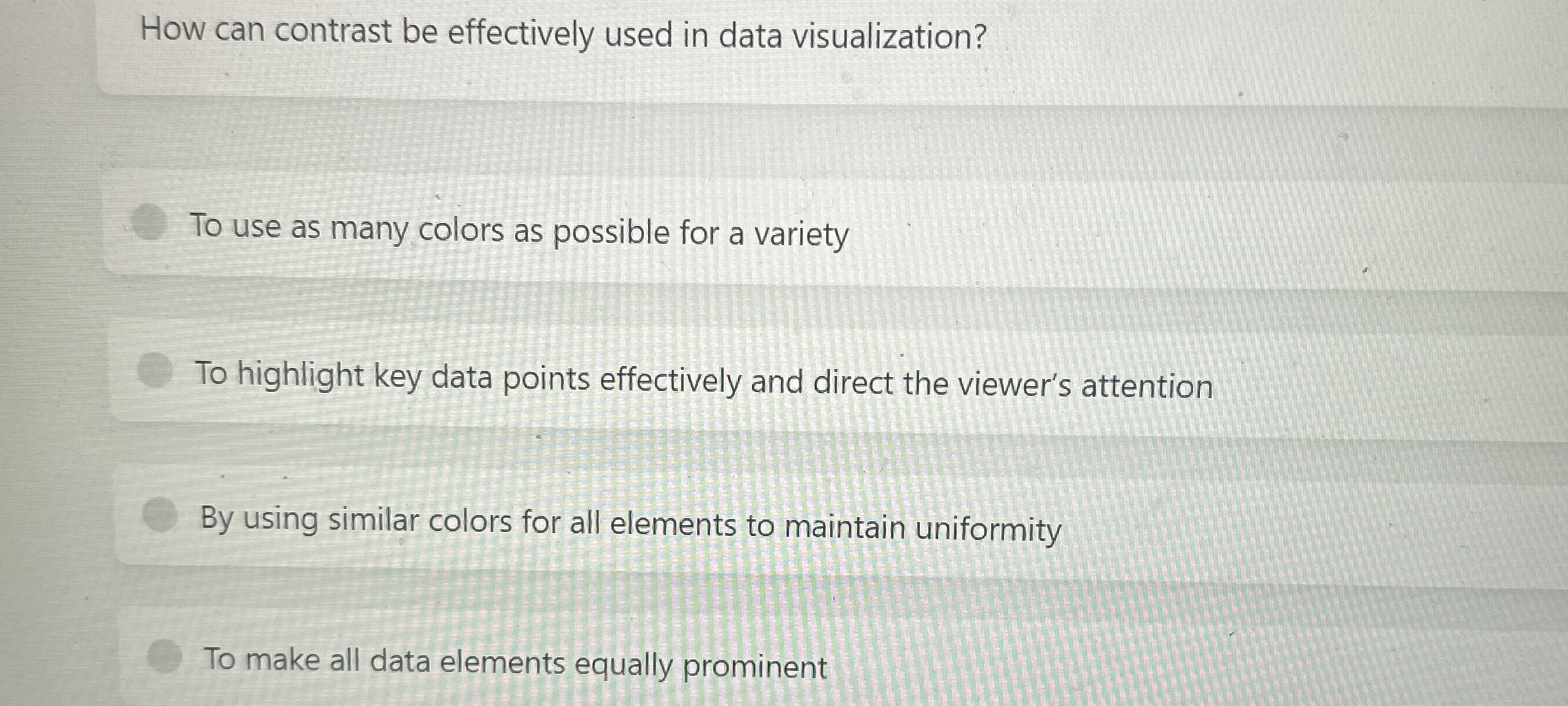  How can contrast be effectively used in data visualization? To use