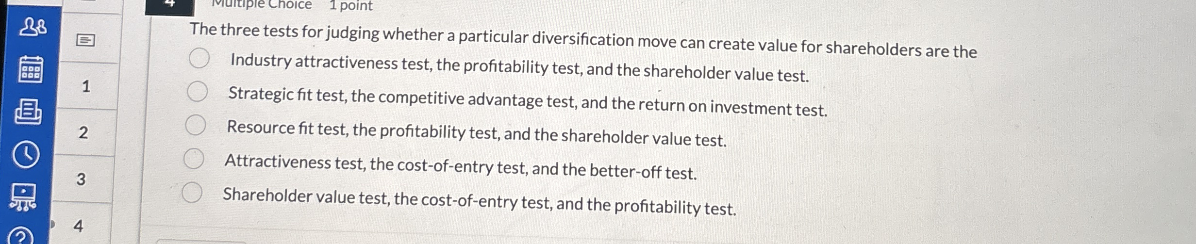  B The three tests for judging whether a particular diversification move