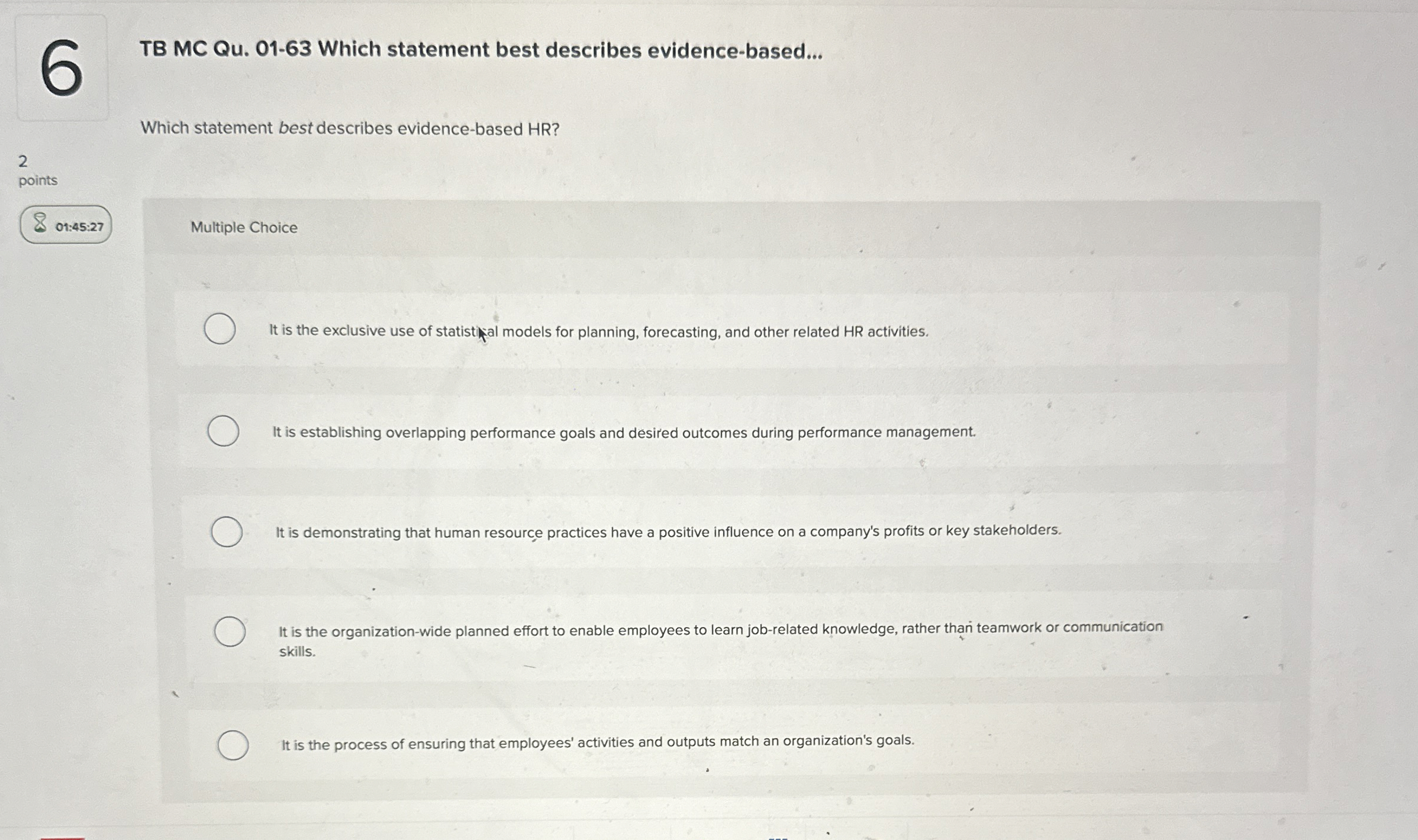  TB MC Qu.01-63 Which statement best describes evidence-based... Which statement best