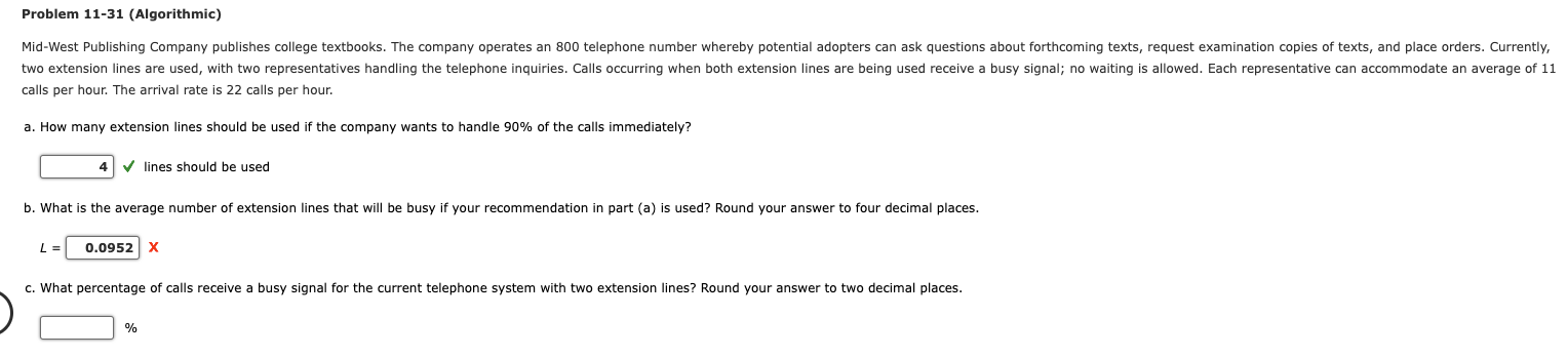  Problem 11-31(Algorithmic) Mid-West Publishing Company publishes college textbooks. The company operates
