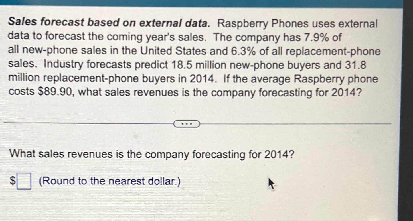  Ch.12 Q.3 Sales forecast based on external data. Raspberry Phones uses