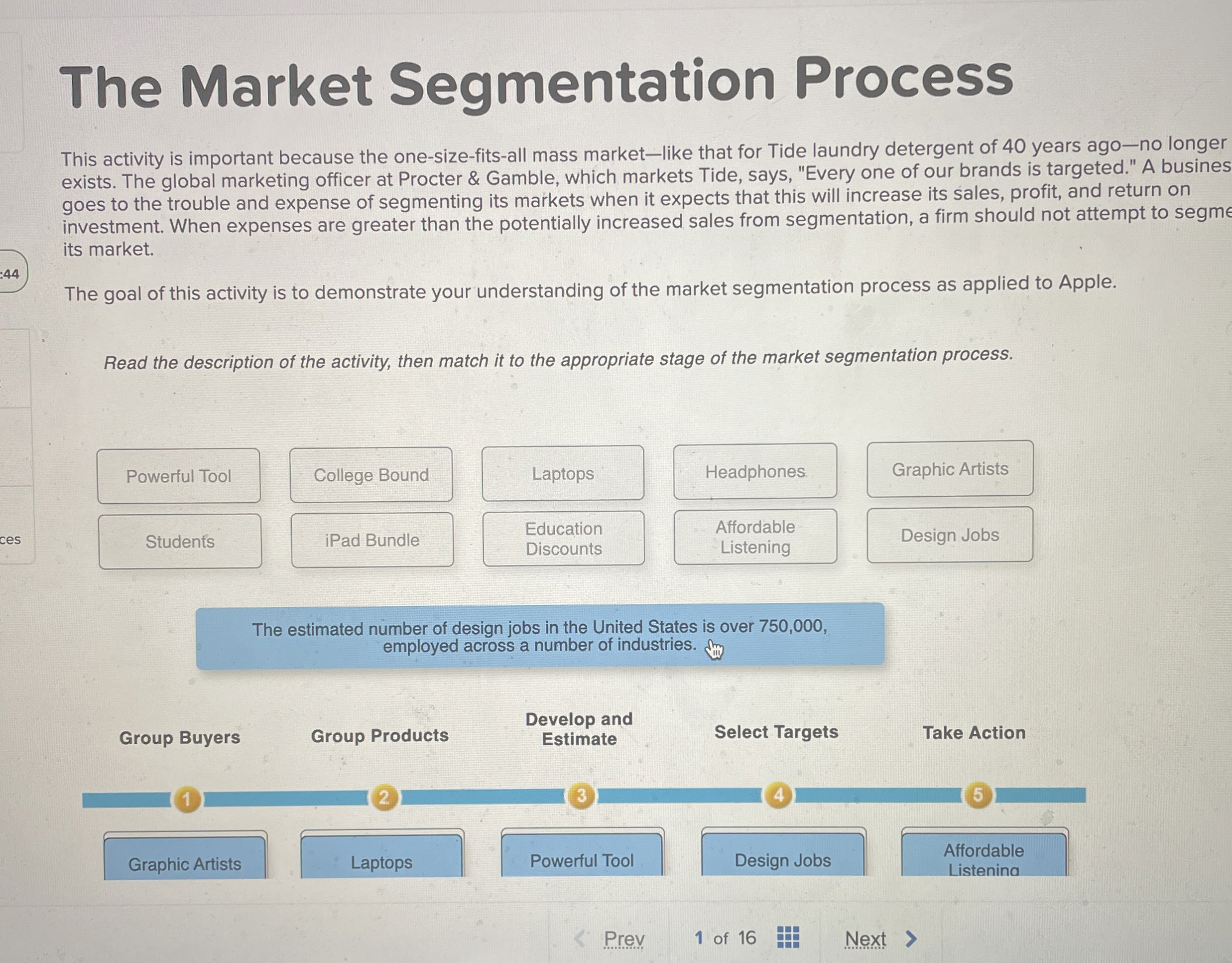  The Market Segmentation Process This activity is important because the one-size-fits-all