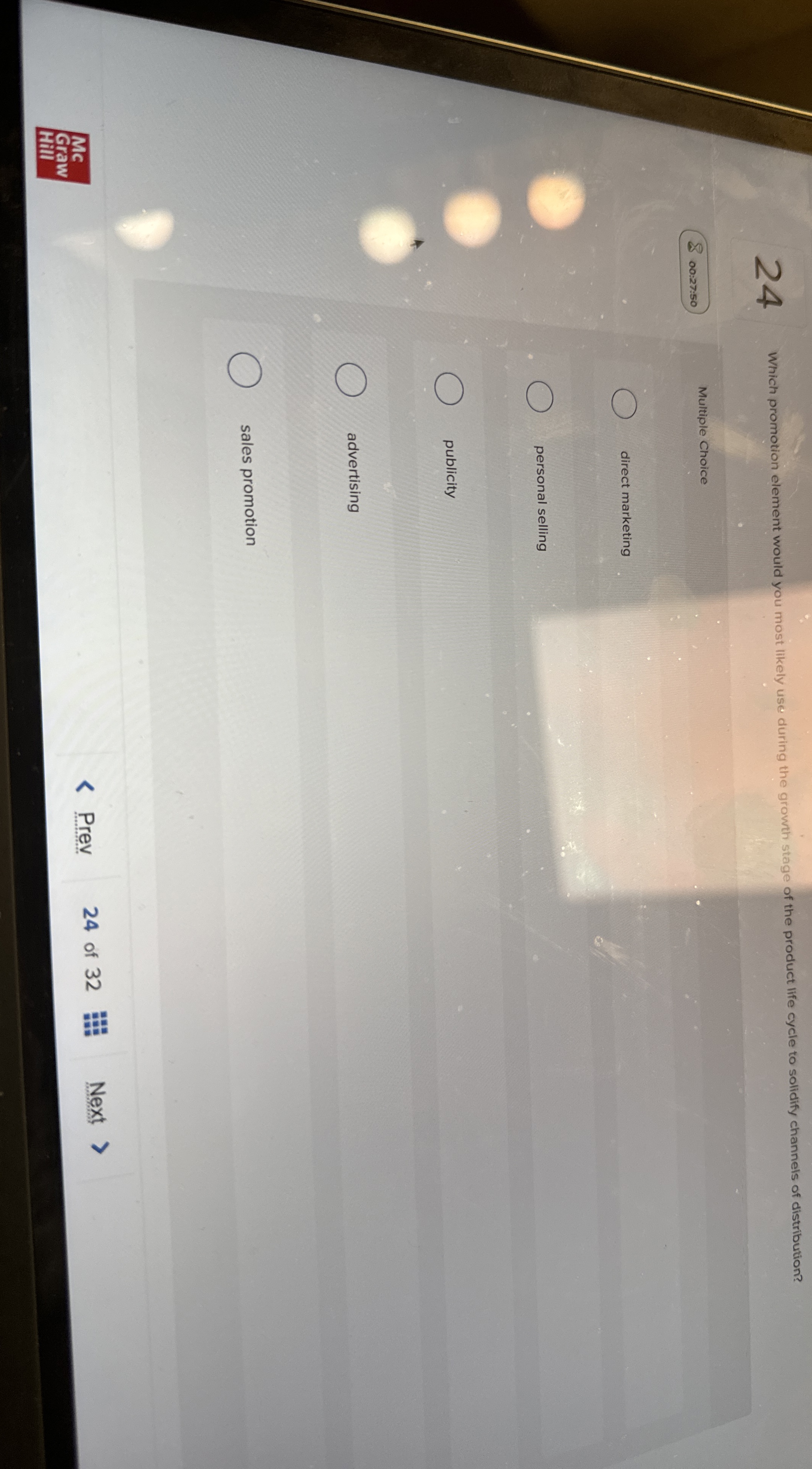  24 Which promotion element would you most likely use during the