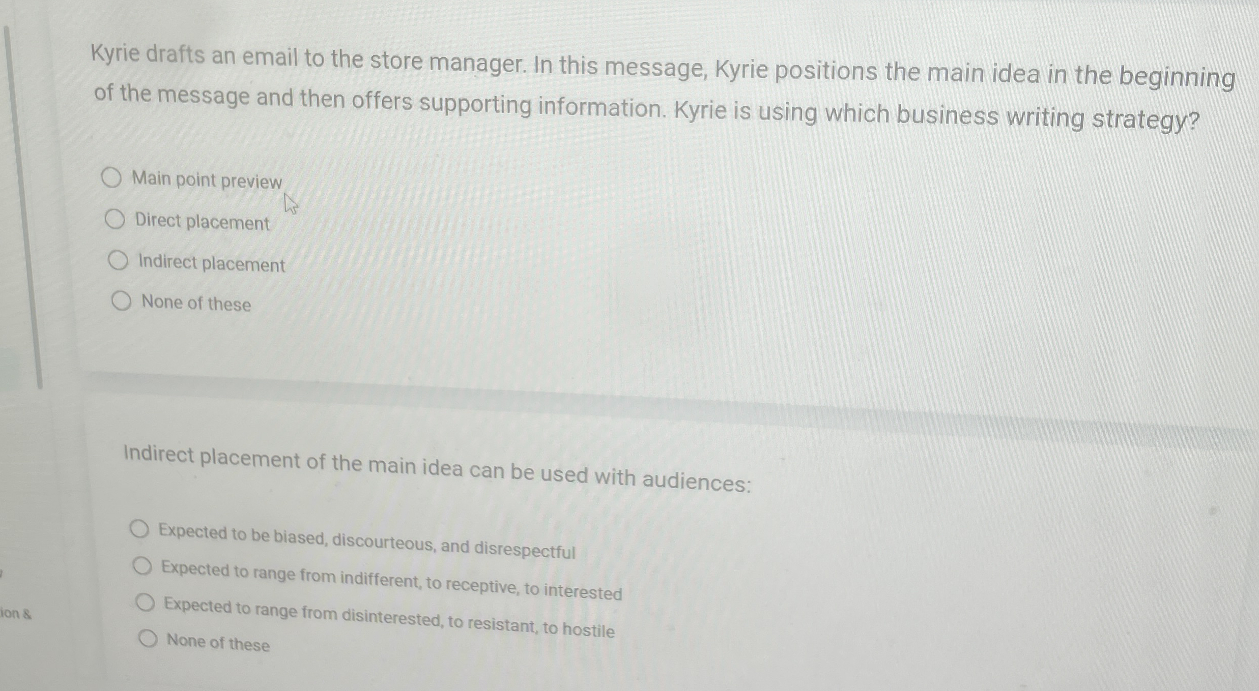  Kyrie drafts an email to the store manager. In this message,