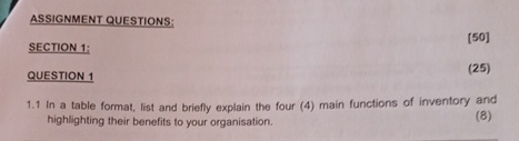  ASSIGNMENT QUESTIONS: SECTION 1: [50] QUESTION 1 (25) 1.1 In a