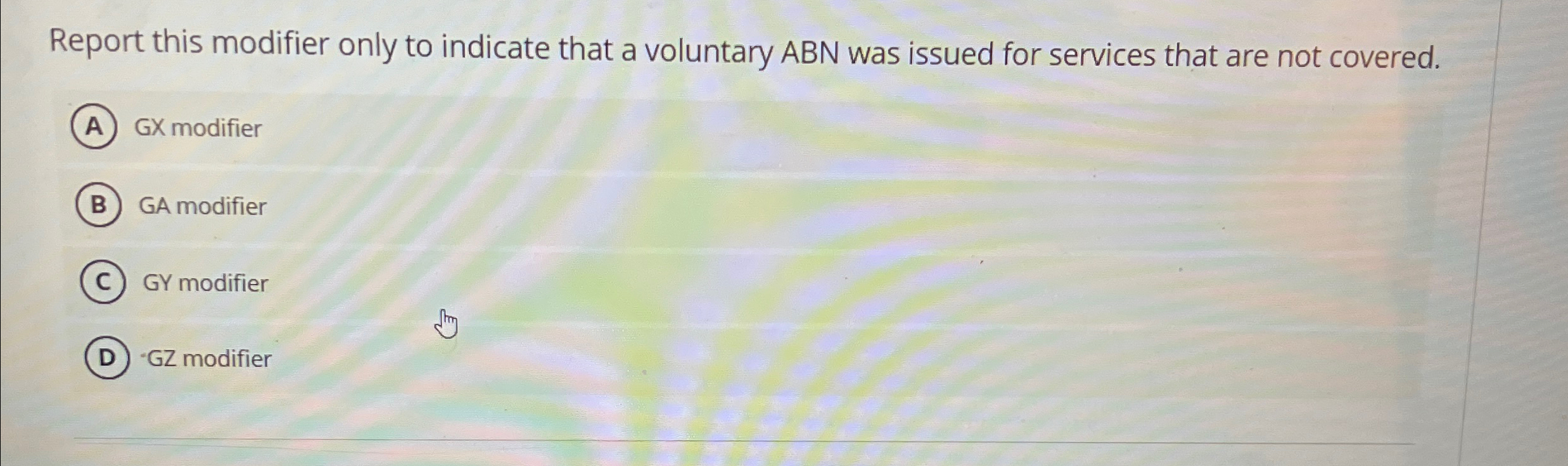  Report this modifier only to indicate that a voluntary ABN was