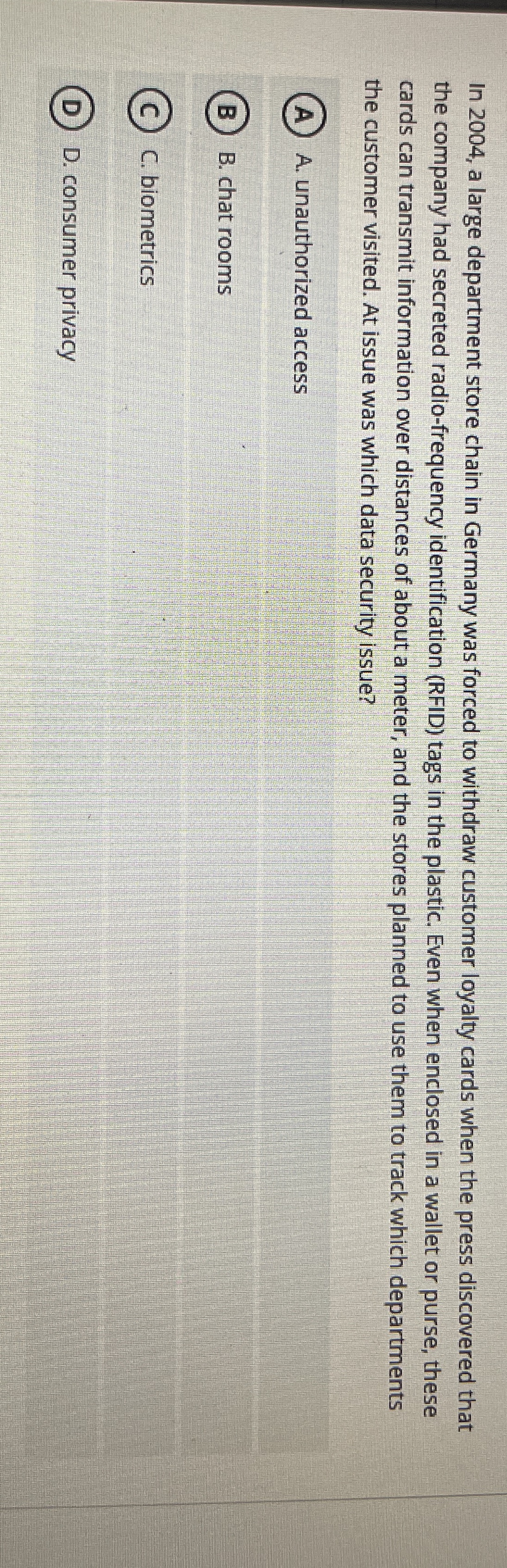  In 2004, a large department store chain in Germany was forced