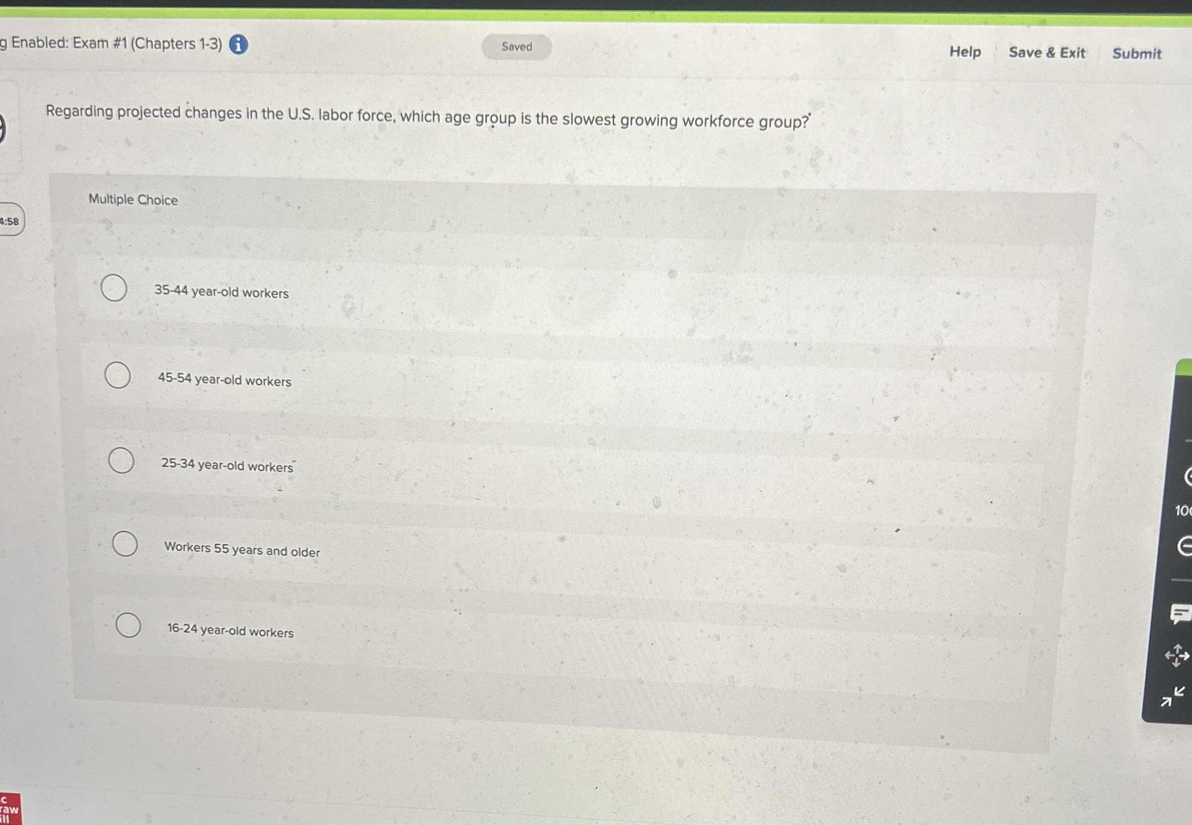  g Enabled: Exam #1(Chapters 1-3)1 Saved Help Save & Exit Submit