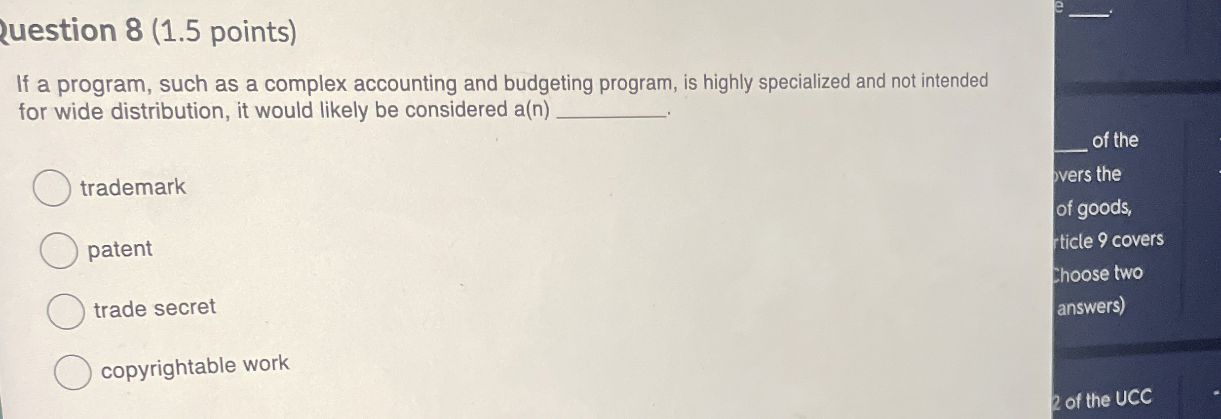  2uestion 8(1.5 points) If a program, such as a complex accounting