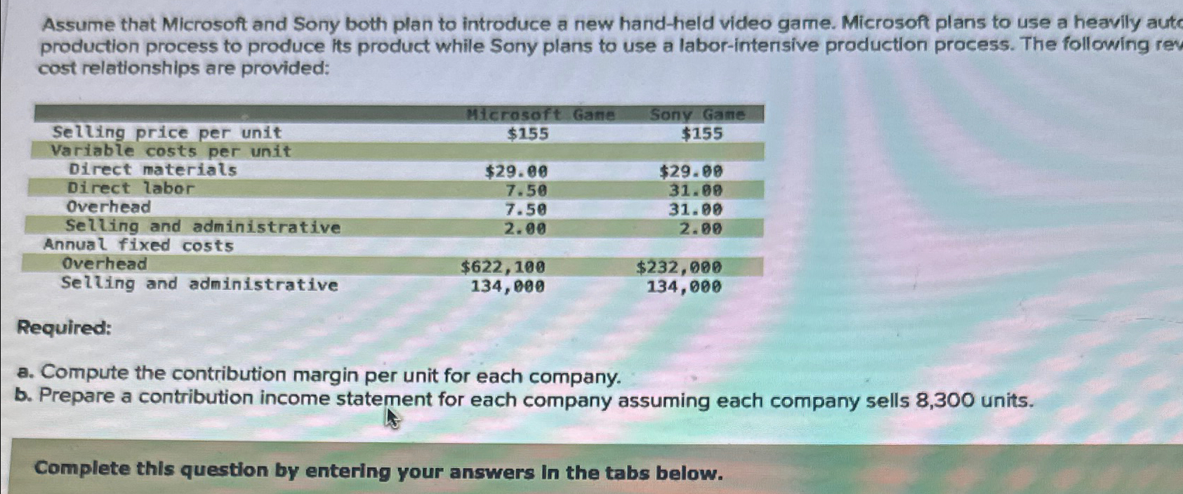  Assume that Microsoft and Sony both plan to introduce a new