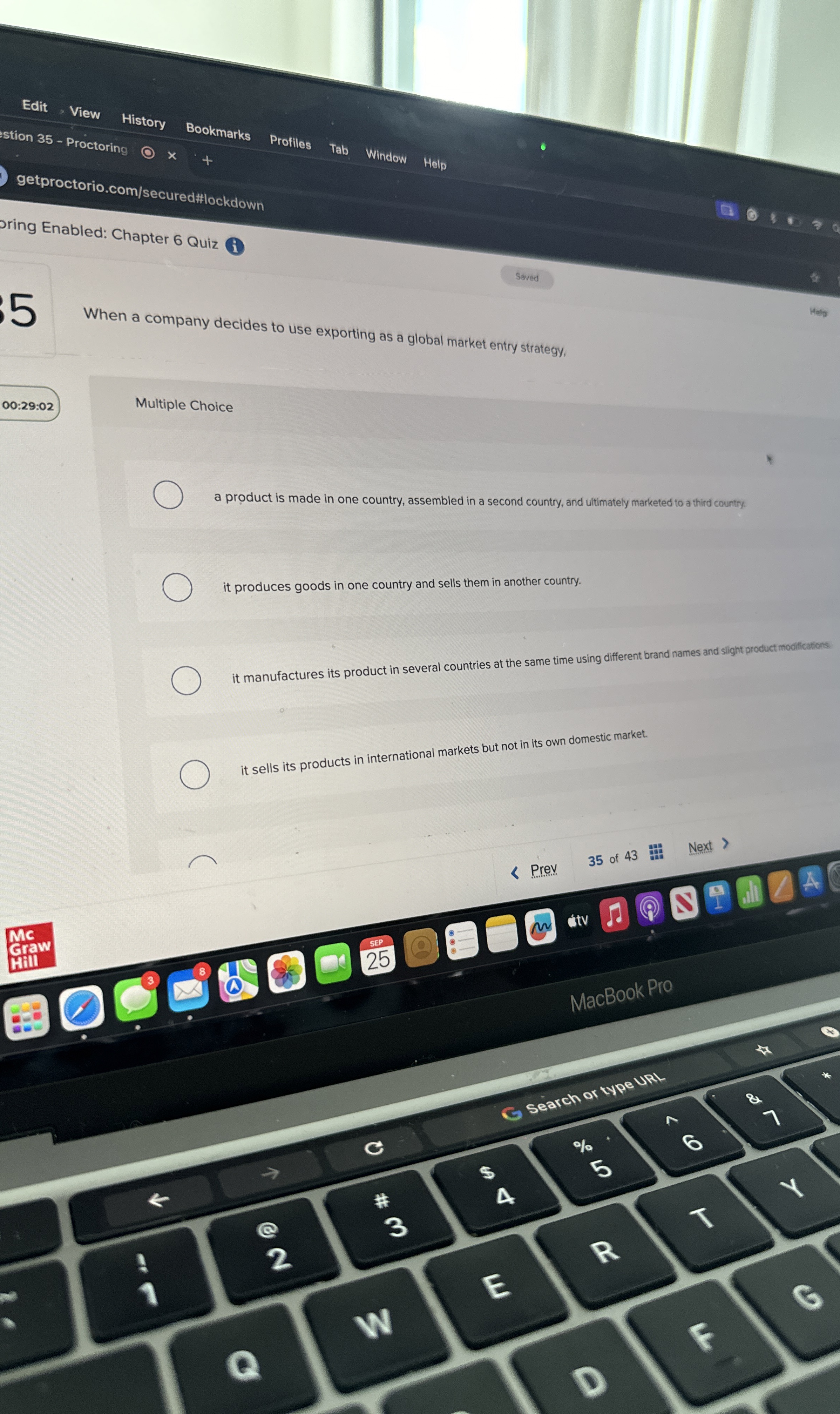  When a company decides to use exporting as a global market