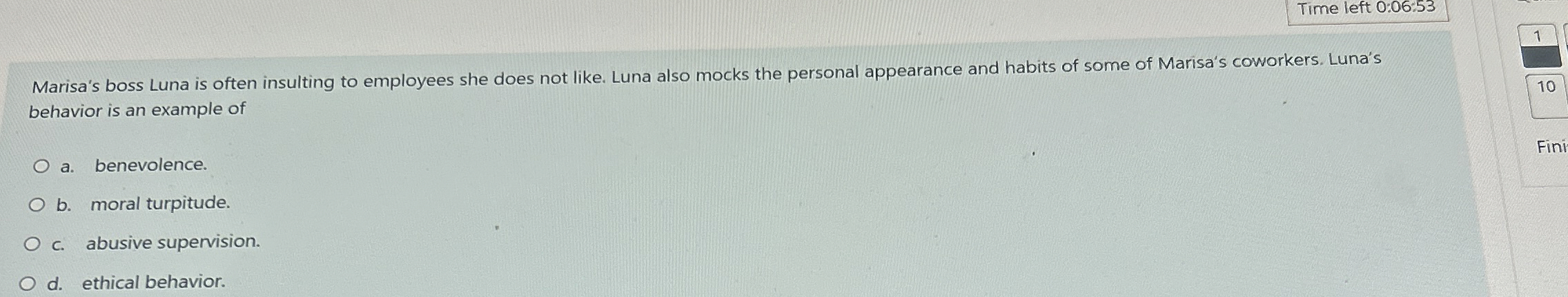  Time left 0:06:53 Marisa's boss Luna is often insulting to employees